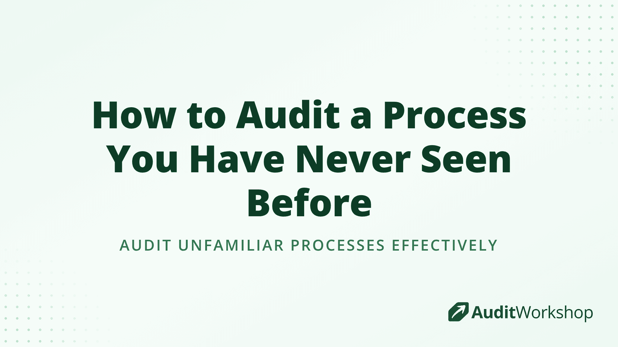 How to Audit a Process You Have Never Seen Before